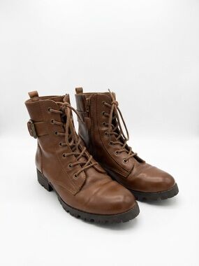 Faux Leather Lace-Up Combat Boots - (Women's Size 9 MED)